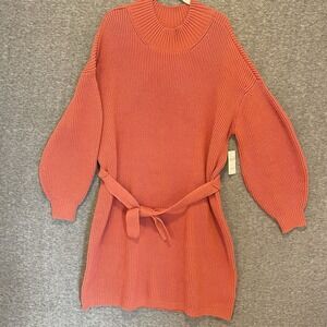 Anthropologie Maeve Long-Sleeve Mock-Neck Cedar Mini Sweater Dress Size Large